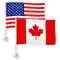 G128 Combo Pack: American USA Car Flag & Canada Canadian Car Flag 11x17 In | Both Double Sided Printed 150D Polyester | Flagpole Included | Perfect for Festival Celebrations, Parades